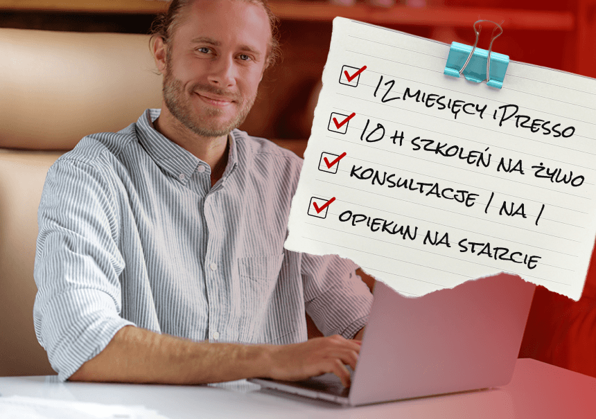 Pakiet marketing automation iPresso dla małej firmy: rok platformy, 10 h szkoleń na żywo, konsultacje 1 na 1 i opiekun